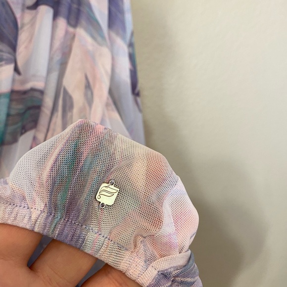 Fabletics Sheer Floral Mesh Draped Wrap Top - Picture 12 of 12